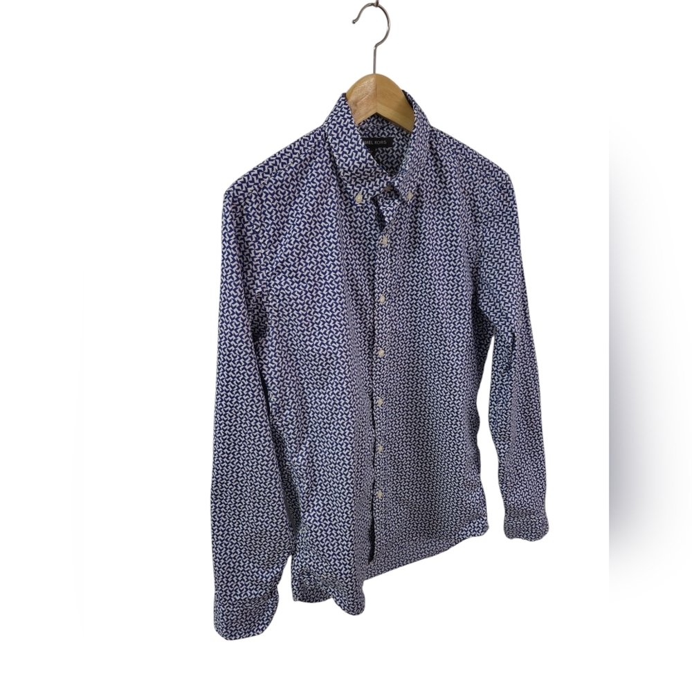 Michael Kors Men's Long Sleeve Dress Shirt  Blue White Slim Fit Size Small